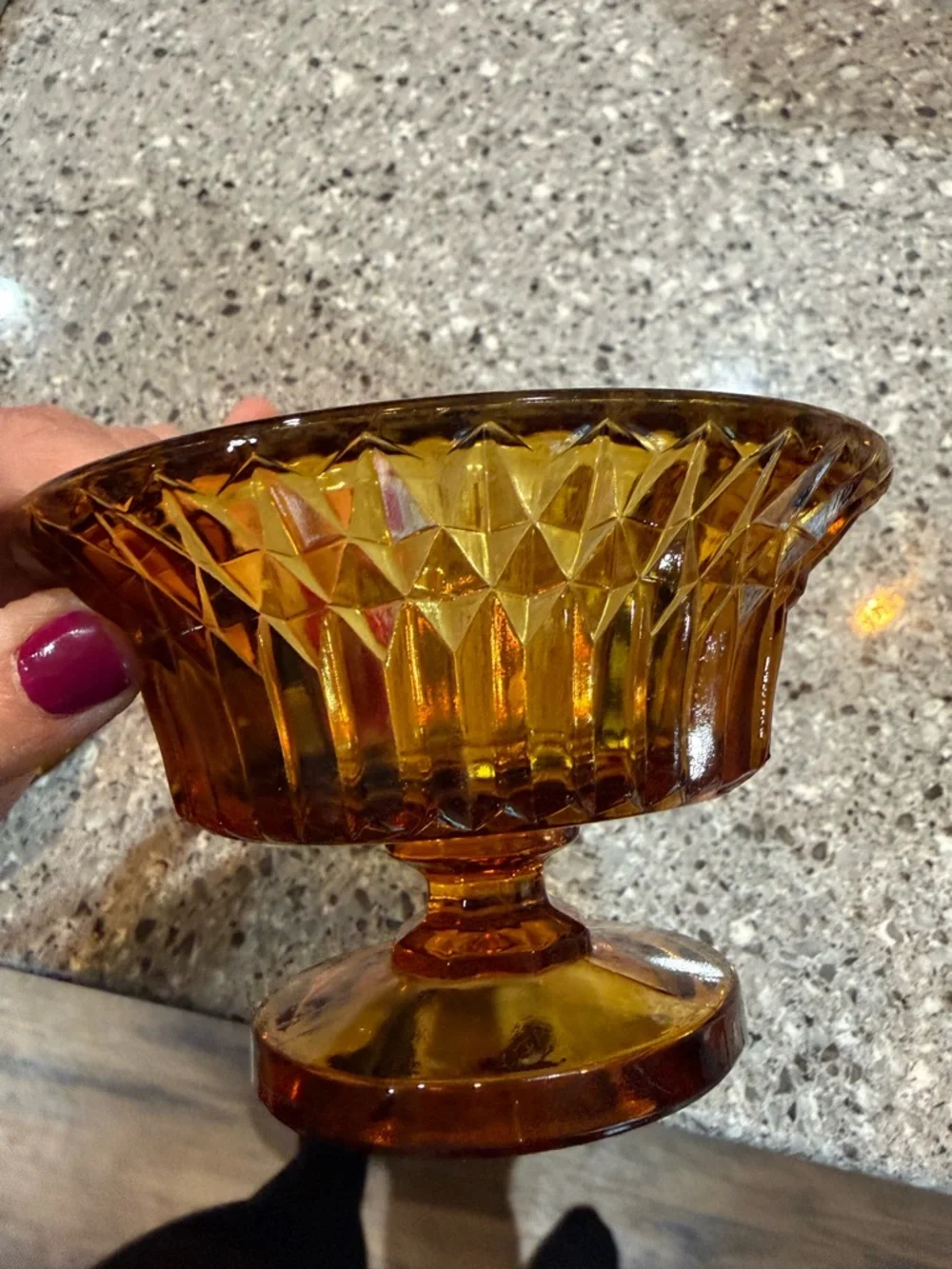 Indiana Glass Amber Textured Fairy Lantern
Minor flea bite/scuff, noted. - Picture 6 of 8